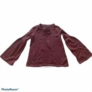 Burgundy bell sleeve American eagle sweater